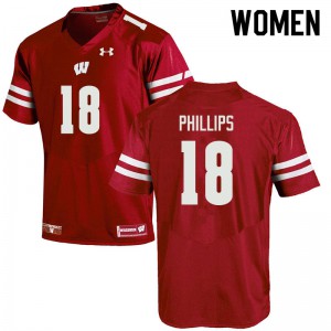 Womens Wisconsin Badgers Cam Phillips #18 Player Red Jersey 441375-755