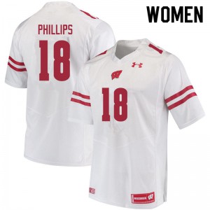 Womens Wisconsin Badgers Cam Phillips #18 White Official Jerseys 752759-190