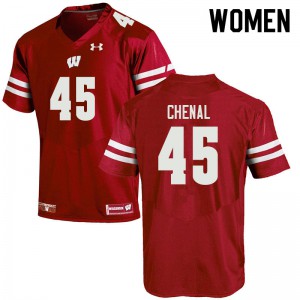 Women's Wisconsin Badgers Leo Chenal #45 Red Stitched Jerseys 991658-642