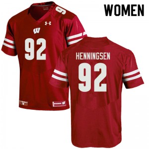 Women's Wisconsin Badgers Matt Henningsen #92 Red NCAA Jerseys 775987-759