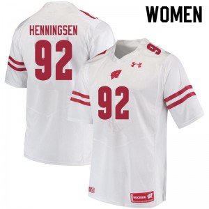 Womens Wisconsin Badgers Matt Henningsen #92 Stitched White Jersey 131041-174