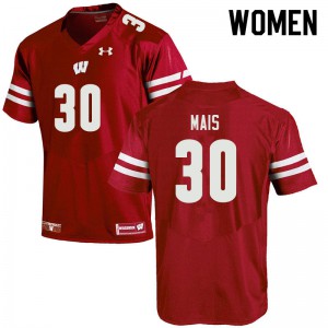 Womens Wisconsin Badgers Tyler Mais #30 Stitched Red Jersey 180504-708