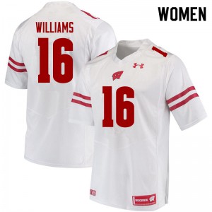 Women Wisconsin Badgers Amaun Williams #16 Official White Jerseys 574579-203