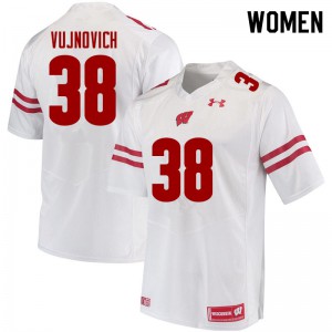 Womens Wisconsin Badgers Andy Vujnovich #38 Stitch White Jersey 777745-485