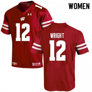 Womens Wisconsin Badgers Daniel Wright #12 Red Embroidery Jersey 284610-387