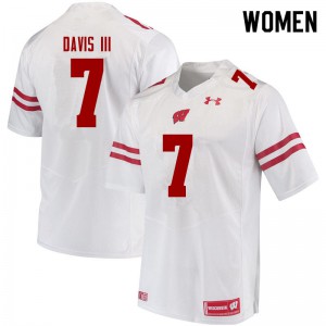 Womens Wisconsin Badgers Danny Davis III #7 White Official Jerseys 998479-625