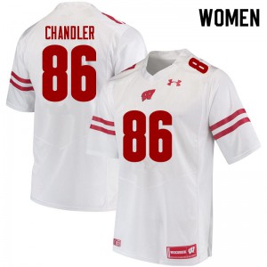 Women's Wisconsin Badgers Devin Chandler #86 White NCAA Jersey 555685-534