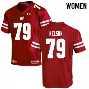 Womens Wisconsin Badgers Jack Nelson #79 Red Football Jersey 142953-493