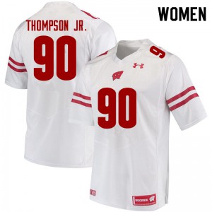 Women Wisconsin Badgers James Thompson Jr. #90 White Stitched Jersey 754461-819