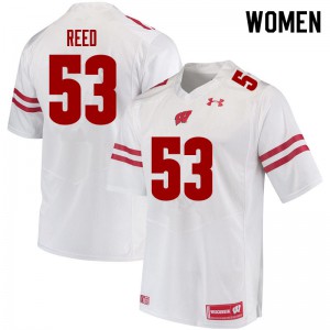 Womens Wisconsin Badgers Malik Reed #53 College White Jersey 100738-420