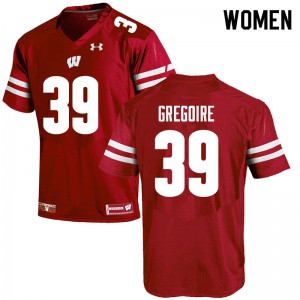 Women's Wisconsin Badgers Mike Gregoire #39 Red Stitched Jerseys 549964-484