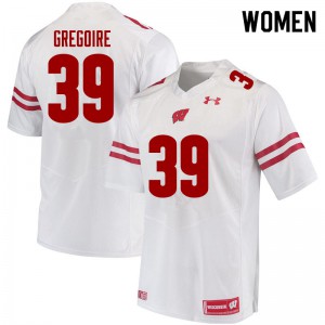 Womens Wisconsin Badgers Mike Gregoire #39 White Stitched Jersey 362736-272