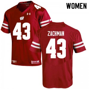 Womens Wisconsin Badgers Preston Zachman #43 Red High School Jerseys 656405-606