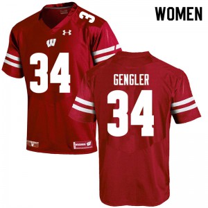 Womens Wisconsin Badgers Ross Gengler #34 Red Official Jerseys 569613-671