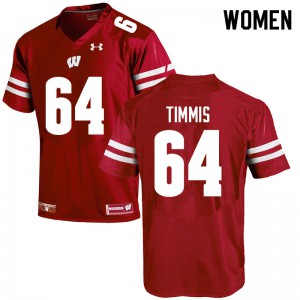 Womens Wisconsin Badgers Sean Timmis #64 Red College Jersey 157429-509