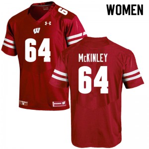 Womens Wisconsin Badgers Duncan McKinley #64 Red Football Jersey 120740-155