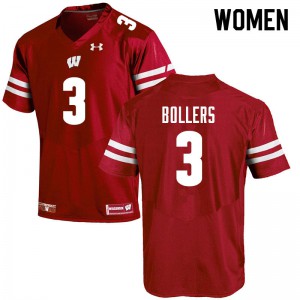Women's Wisconsin Badgers T.J. Bollers #3 Official Red Jerseys 382604-918