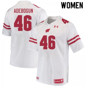 Womens Wisconsin Badgers Ayo Adebogun #46 White NCAA Jersey 243109-152