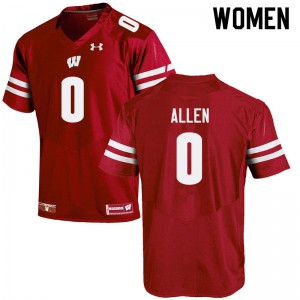 Women Wisconsin Badgers Braelon Allen #0 Alumni Red Jersey 904516-521