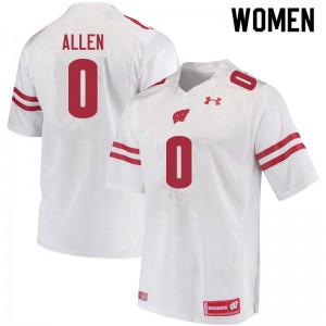 Women Wisconsin Badgers Braelon Allen #0 White Football Jersey 456905-752