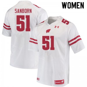 Women Wisconsin Badgers Bryan Sanborn #51 White College Jerseys 739620-252