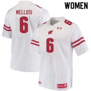 Women Wisconsin Badgers Chez Mellusi #6 Embroidery White Jersey 523475-666