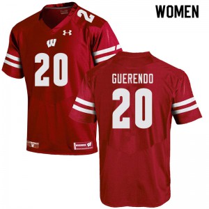Women Wisconsin Badgers Isaac Guerendo #20 Red University Jerseys 182335-576