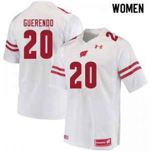 Womens Wisconsin Badgers Isaac Guerendo #20 College White Jersey 309936-393