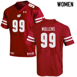 Women Wisconsin Badgers Isaiah Mullens #99 Red Embroidery Jerseys 298433-195