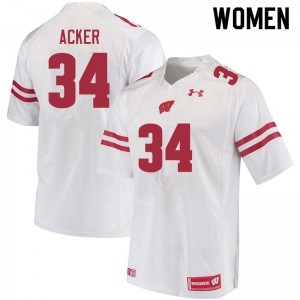 Women's Wisconsin Badgers Jackson Acker #34 College White Jerseys 908903-923