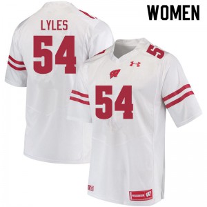 Womens Wisconsin Badgers Kayden Lyles #54 White Football Jerseys 251621-550