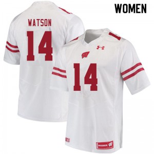 Women Wisconsin Badgers Nakia Watson #14 White Official Jersey 276168-574