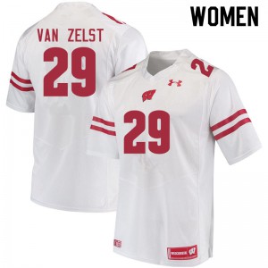 Womens Wisconsin Badgers Nate Van Zelst #29 Official White Jersey 302566-647