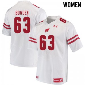 Women Wisconsin Badgers Peter Bowden #63 White High School Jerseys 636887-741