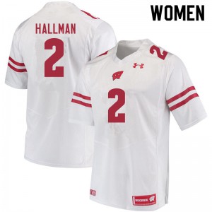 Women's Wisconsin Badgers Ricardo Hallman #2 White University Jerseys 388445-351