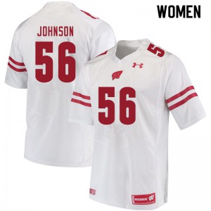 Women Wisconsin Badgers Rodas Johnson #56 NCAA White Jerseys 102246-437