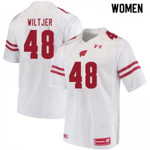Womens Wisconsin Badgers Travis Wiltjer #48 White Embroidery Jersey 459788-408