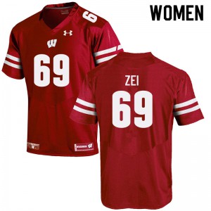 Womens Wisconsin Badgers Zach Zei #69 Red Embroidery Jersey 896041-419