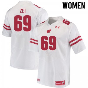 Womens Wisconsin Badgers Zach Zei #69 White Football Jersey 273723-934