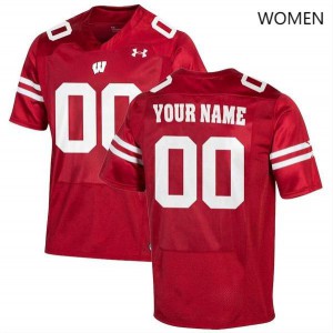 Womens Wisconsin Badgers Custom #00 Player Red Jersey 919085-103