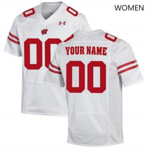 Women's Wisconsin Badgers Custom #00 Official White Jersey 542791-636