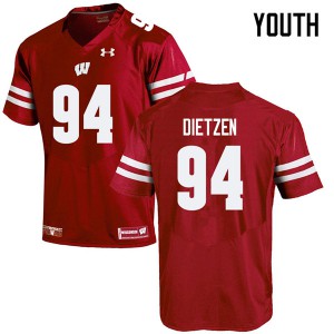 Youth Wisconsin Badgers Boyd Dietzen #94 Red Football Jerseys 907188-682