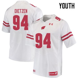 Youth Wisconsin Badgers Boyd Dietzen #94 Embroidery White Jersey 874843-762