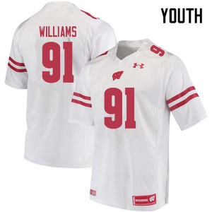 Youth Wisconsin Badgers Bryson Williams #91 Official White Jerseys 280887-593