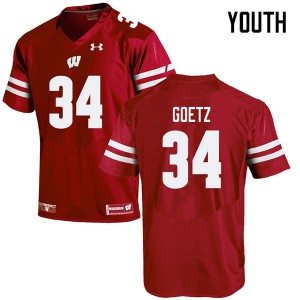 Youth Wisconsin Badgers C.J. Goetz #34 University Red Jersey 522983-824