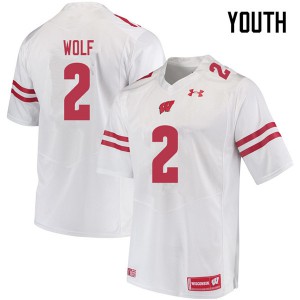 Youth Wisconsin Badgers Chase Wolf #2 Player White Jerseys 560102-415