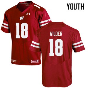 Youth Wisconsin Badgers Collin Wilder #18 Red Embroidery Jerseys 424118-626