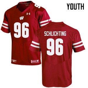 Youth Wisconsin Badgers Conor Schlichting #96 Red Stitch Jersey 156546-372