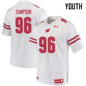 Youth Wisconsin Badgers Cormac Sampson #96 University White Jersey 149872-986