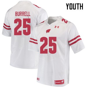 Youth Wisconsin Badgers Eric Burrell #25 White NCAA Jerseys 277182-541